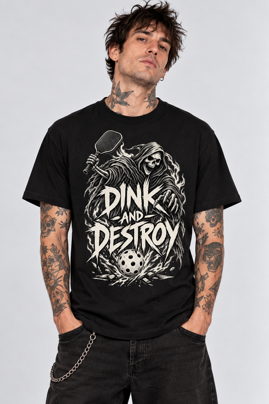 Dink and Destroy Grim Reaper Pickleball T-Shirt