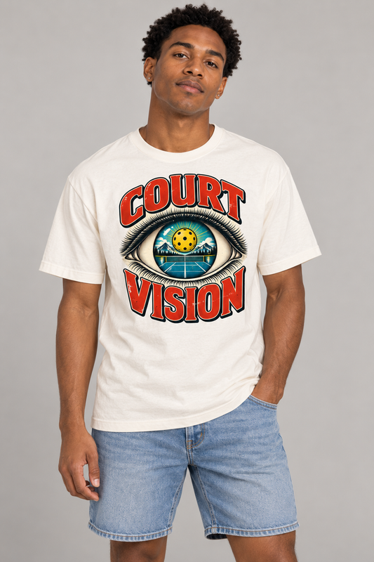 Model wearing Court Vision Pickleball T-Shirt
