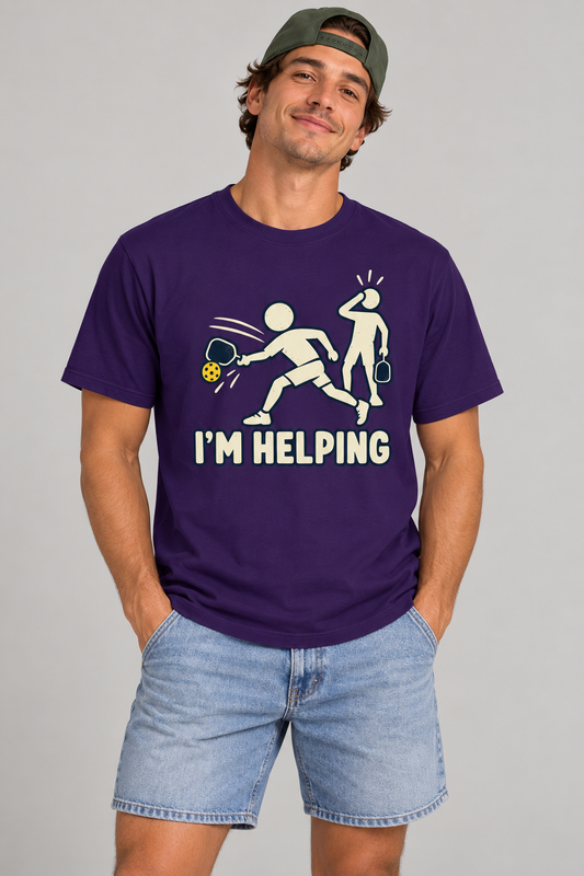 Model wearing I'm Helping Pickleball T-Shirt