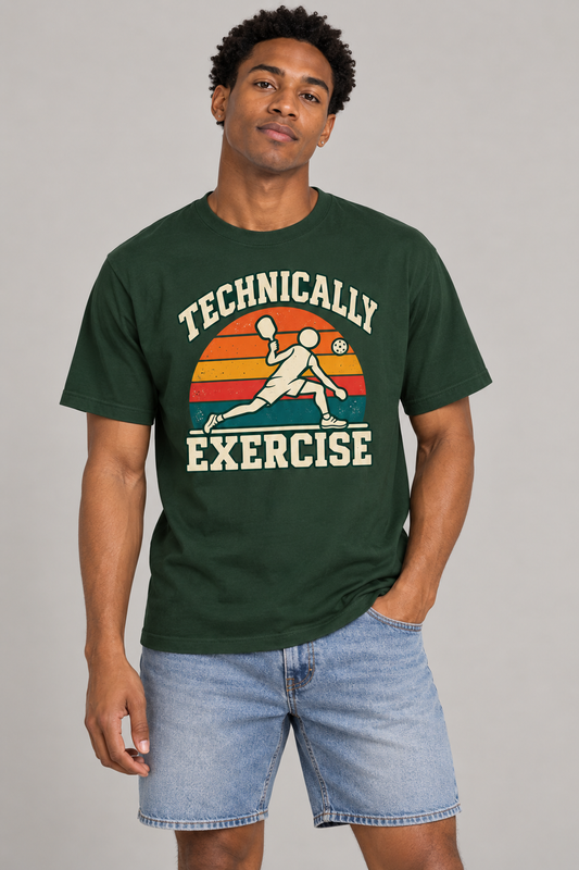 Model wearing Technically Exercise Pickleball T-Shirt