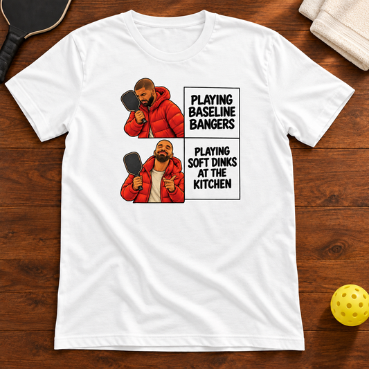 Baseline Bangers Pickleball T-Shirt, white, warm wood Mockup 02