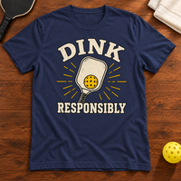 Dink Responsibly Vintage Pickleball T-Shirt, navy, warm wood Mockup 02