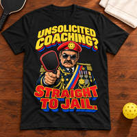 Unsolicited Coaching? Straight to Jail Pickleball T-Shirt flat lay mockup