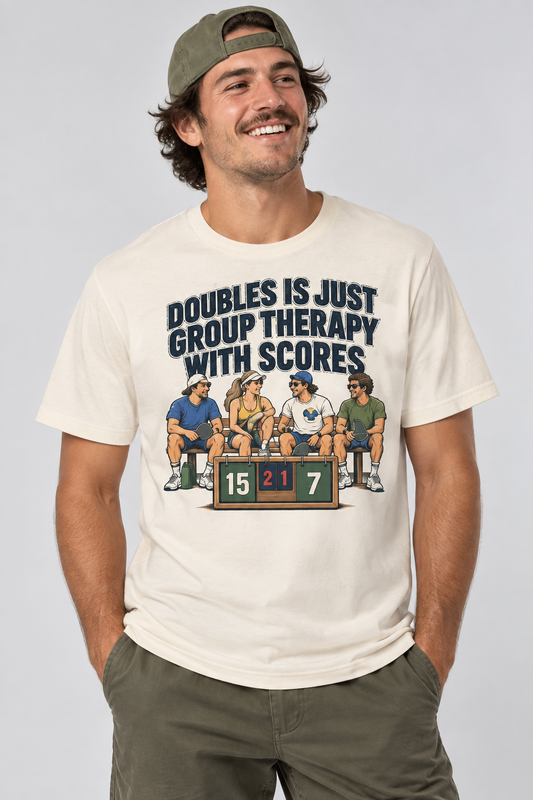 Doubles Is Just Group Therapy With Scores Pickleball T-shirt