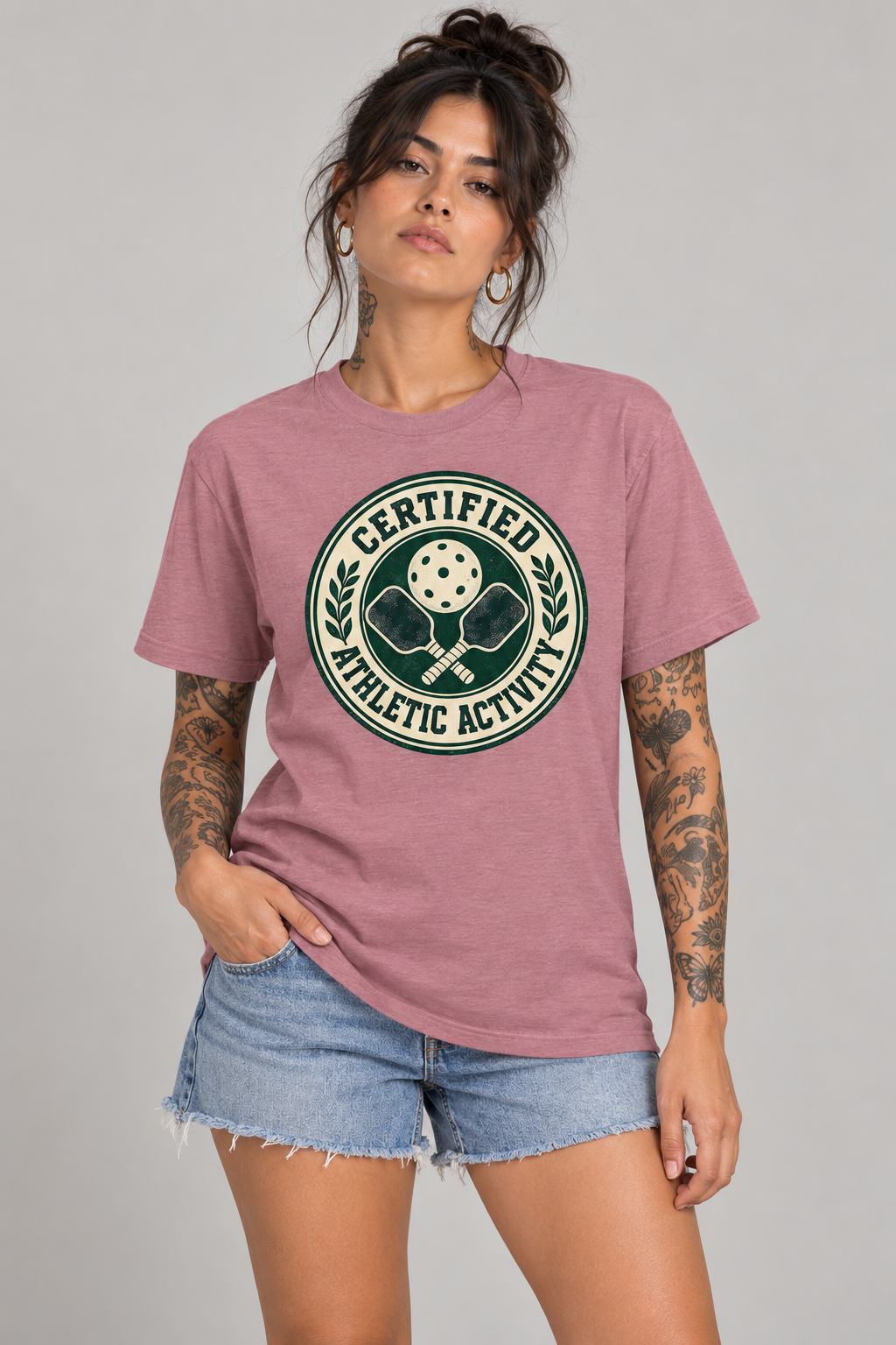 Model wearing Certified Athletic Activity Pickleball T-Shirt