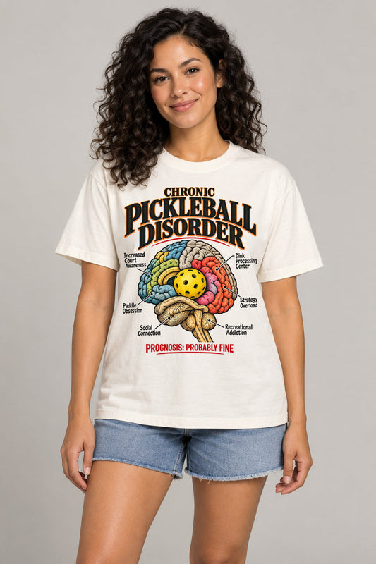 Chronic Pickleball Disorder T-Shirt studio photo on model