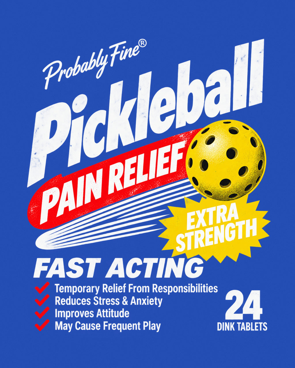 Pickleball Pain Relief T-Shirt full artwork close-up