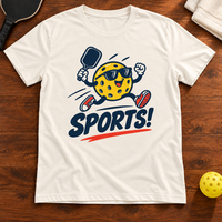 Sports Pickleball T-Shirt, vintage-white, warm wood flat lay
