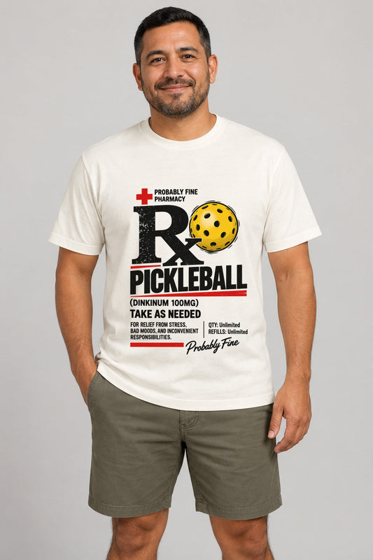 Rx Pickleball Prescription T-Shirt studio photo on model